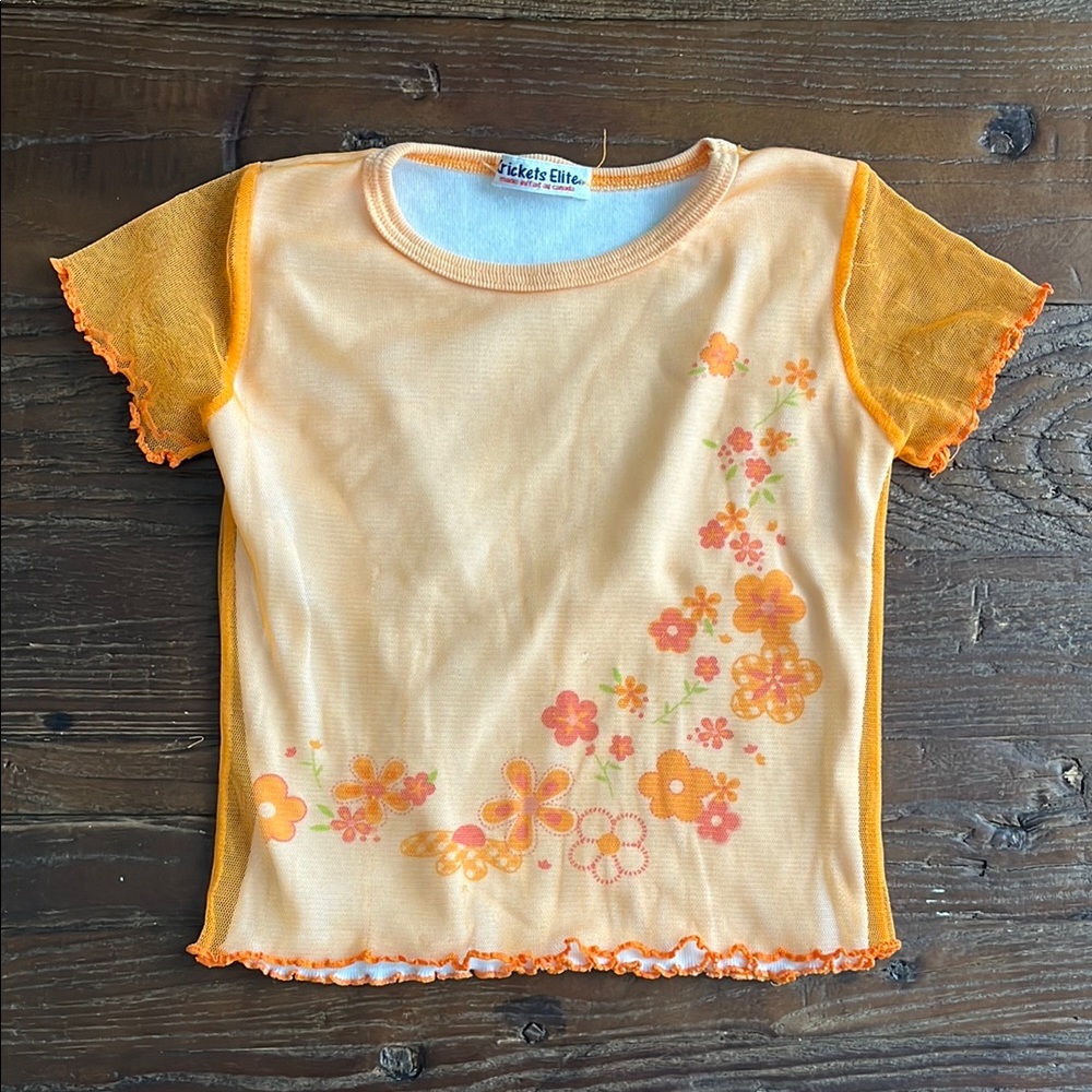 Orange Floral Kids Shirt
